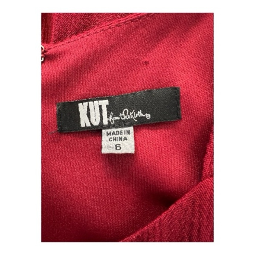 🍷✨ EUC KUT FROM THE KLOTH ‘Elise’ Burgundy Embroidered Halter Dress | Sz 6 - Picture 6 of 6